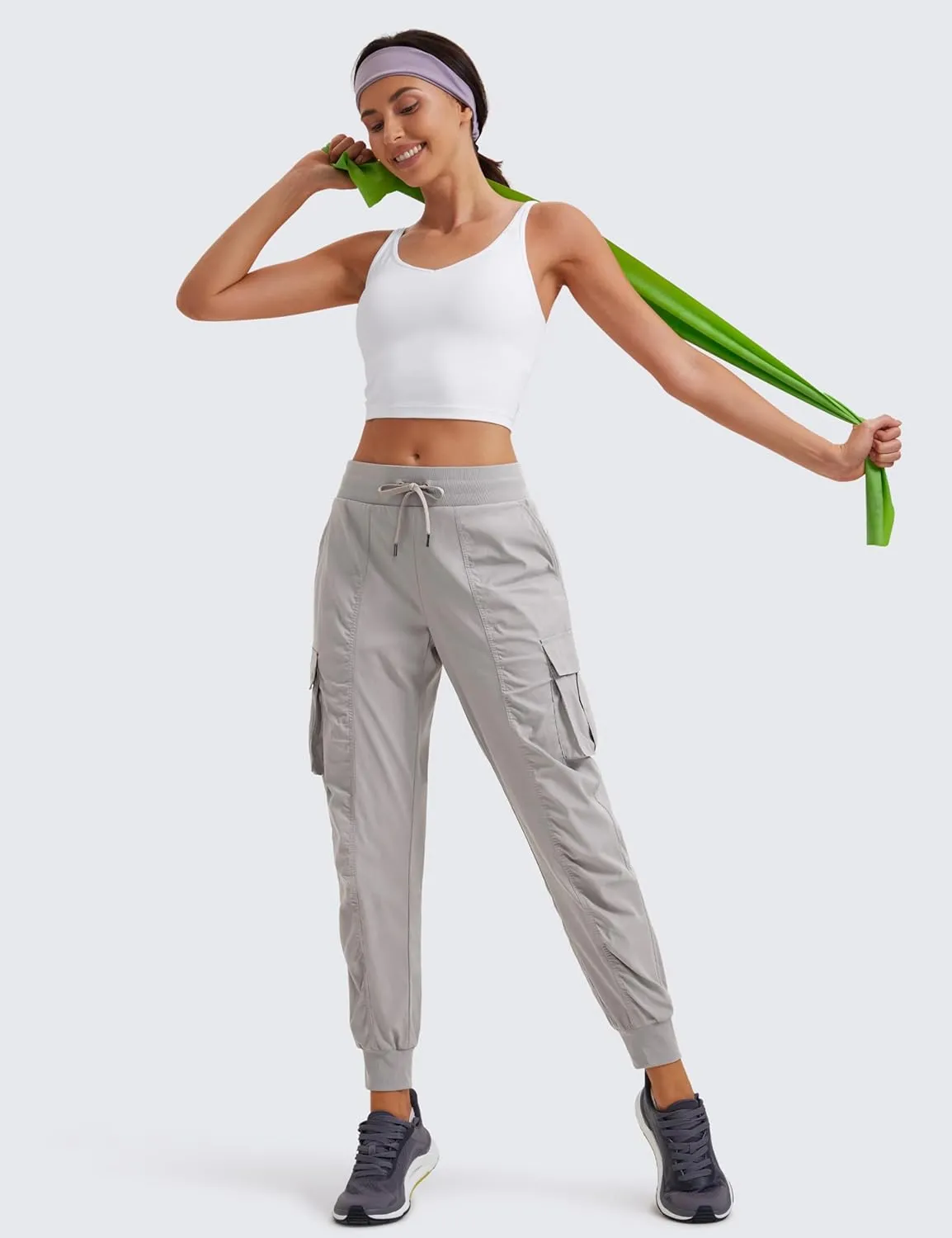 CRZ YOGA Cargo Joggers for Women Lightweight Ruched Workout Casual Travel Athletic Hiking Pants with Pockets