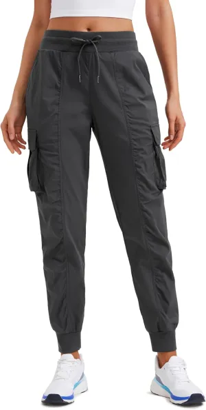 CRZ YOGA Cargo Joggers for Women Lightweight Ruched Workout Casual Travel Athletic Hiking Pants with Pockets