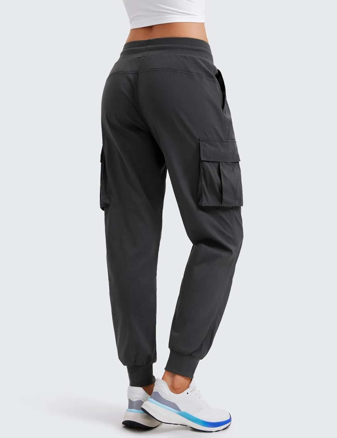 CRZ YOGA Cargo Joggers for Women Lightweight Ruched Workout Casual Travel Athletic Hiking Pants with Pockets