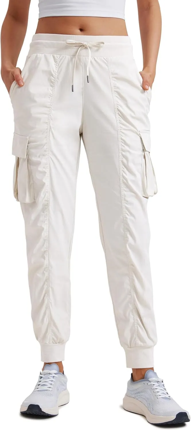 CRZ YOGA Cargo Joggers for Women Lightweight Ruched Workout Casual Travel Athletic Hiking Pants with Pockets