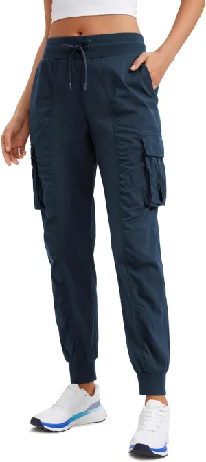 CRZ YOGA Cargo Joggers for Women Lightweight Ruched Workout Casual Travel Athletic Hiking Pants with Pockets
