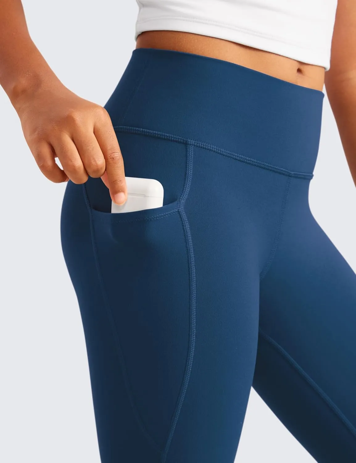 CRZ YOGA Girls Butterluxe Athletic Leggings with Pockets - High Waist Lounge Kids Teen Pants Yoga Active Dance Running Tights