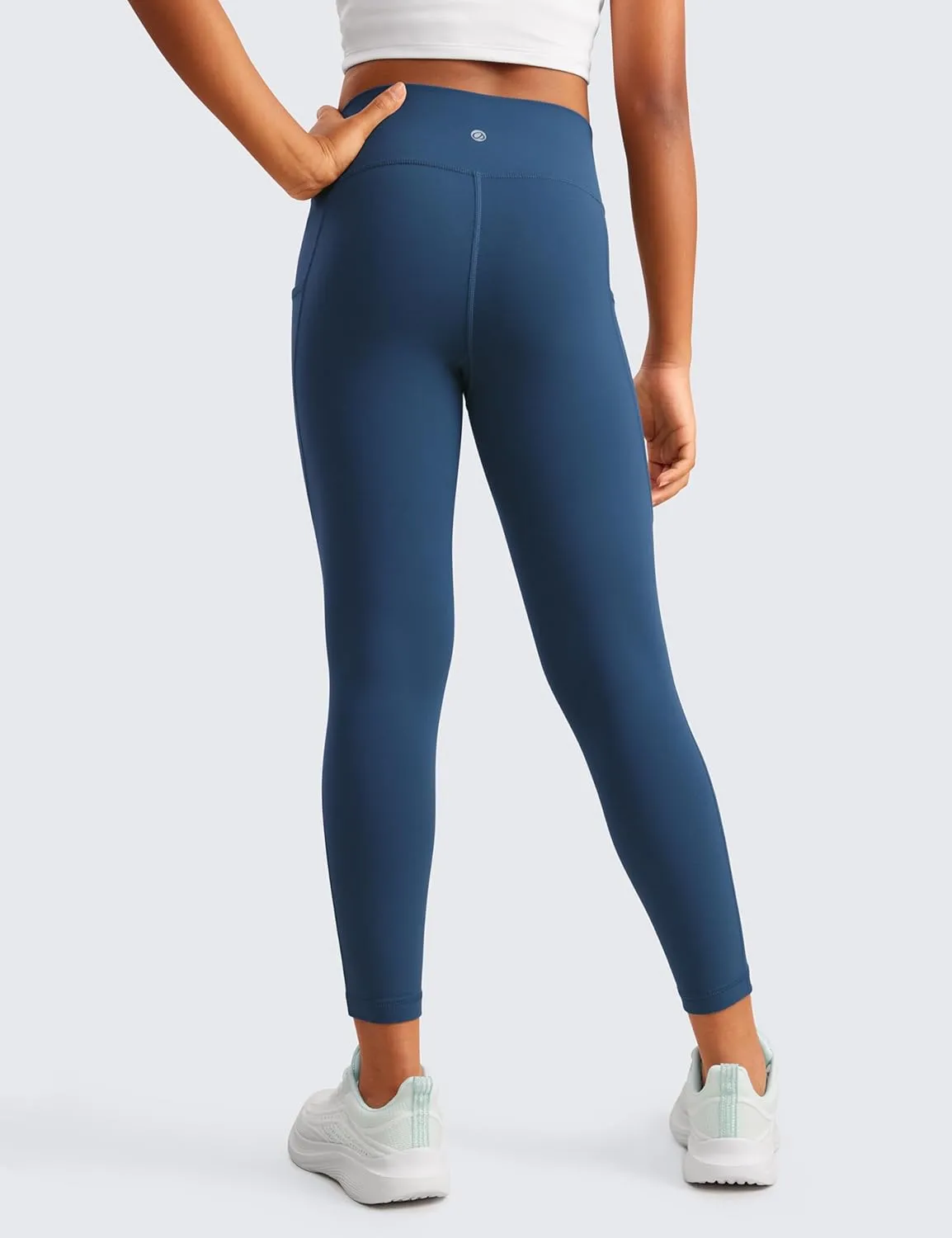 CRZ YOGA Girls Butterluxe Athletic Leggings with Pockets - High Waist Lounge Kids Teen Pants Yoga Active Dance Running Tights
