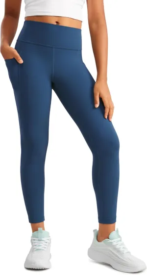 CRZ YOGA Girls Butterluxe Athletic Leggings with Pockets - High Waist Lounge Kids Teen Pants Yoga Active Dance Running Tights