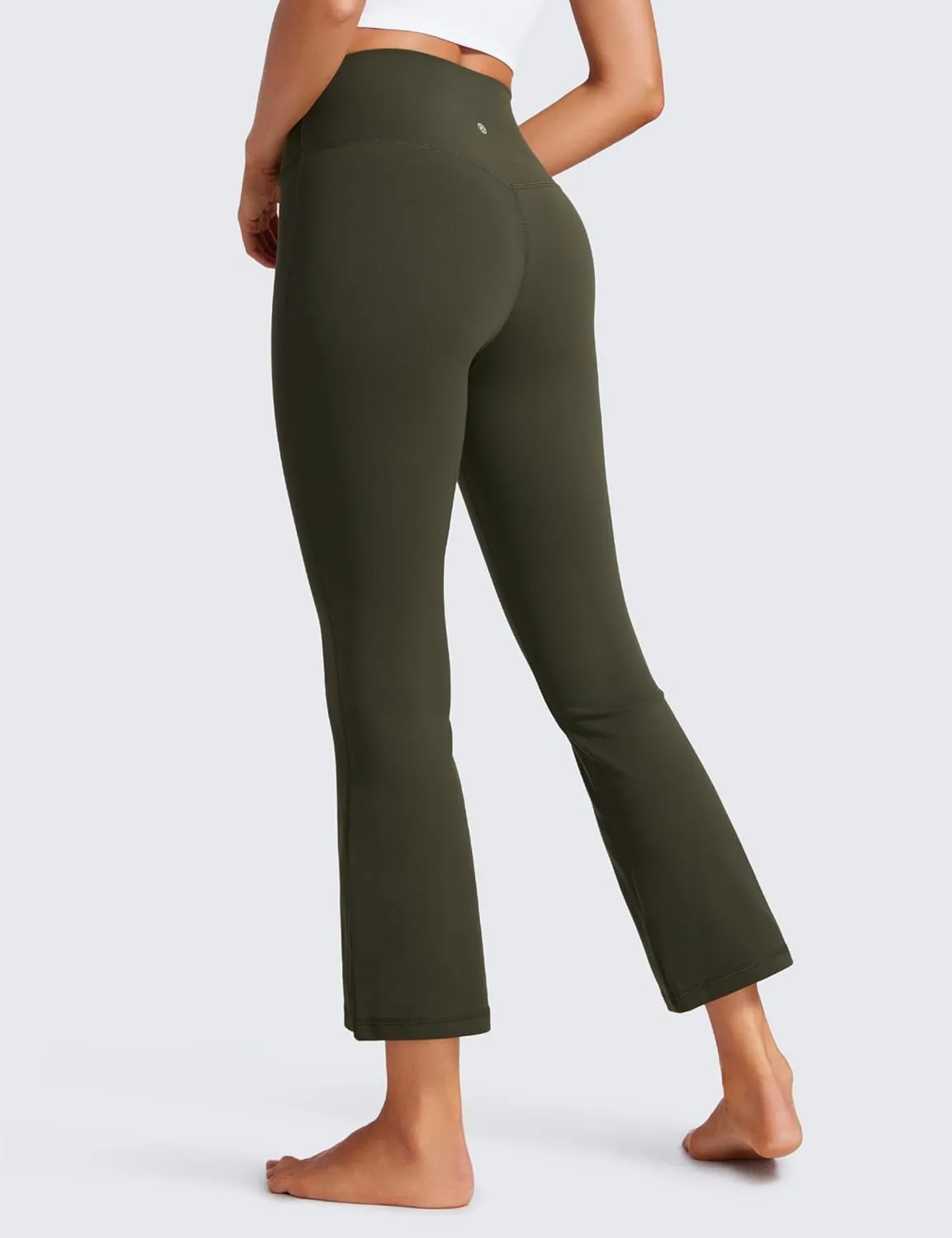 CRZ YOGA Womens Butterluxe Crossover Flare Capris Leggings 25.6" - High Waist V Cross Bootcut Lounge Casual Yoga Pants