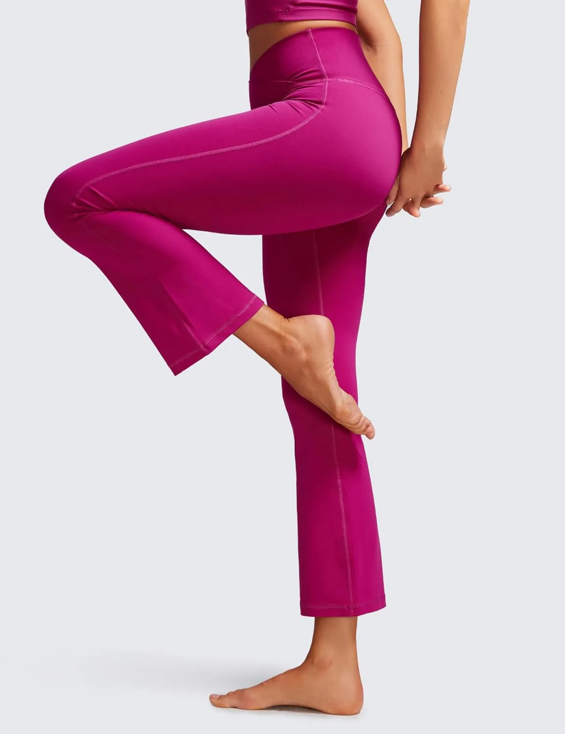 CRZ YOGA Womens Butterluxe Crossover Flare Capris Leggings 25.6" - High Waist V Cross Bootcut Lounge Casual Yoga Pants