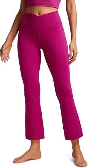 CRZ YOGA Womens Butterluxe Crossover Flare Capris Leggings 25.6" - High Waist V Cross Bootcut Lounge Casual Yoga Pants