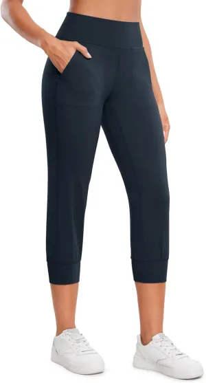 CRZ YOGA Womens Butterluxe High Waist Cropped Joggers 23" - Lounge Workout Leggings Yoga Capris Pants Pockets Buttery Soft