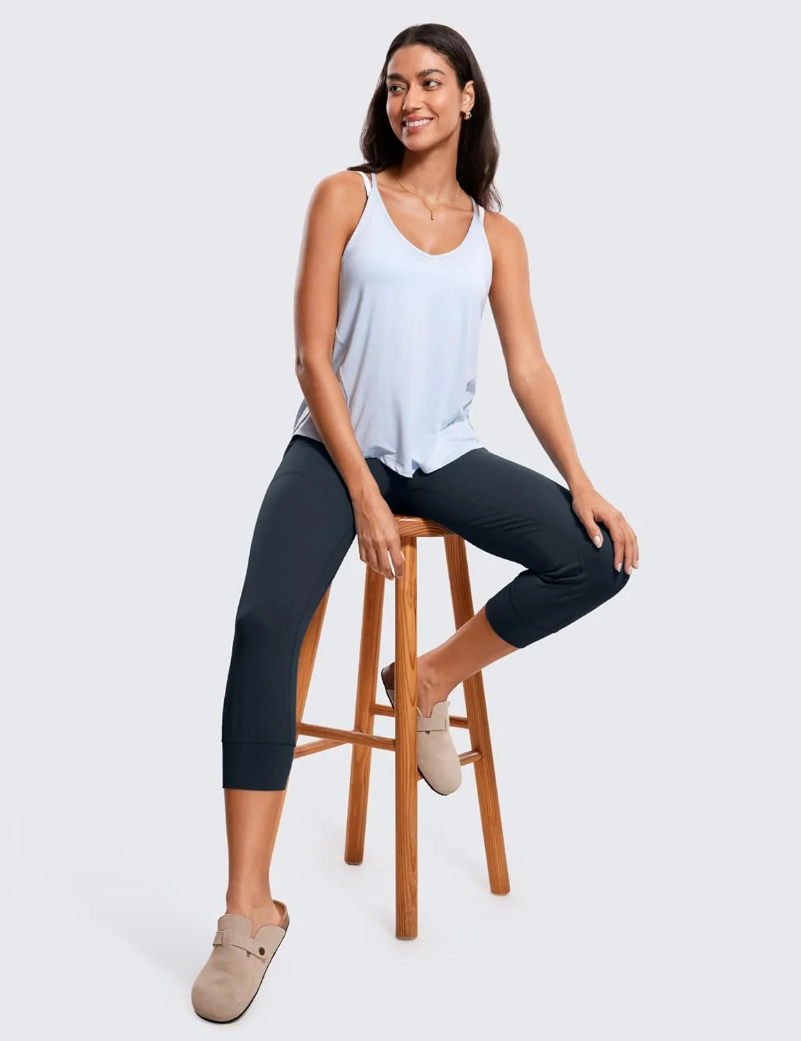 CRZ YOGA Womens Butterluxe High Waist Cropped Joggers 23" - Lounge Workout Leggings Yoga Capris Pants Pockets Buttery Soft