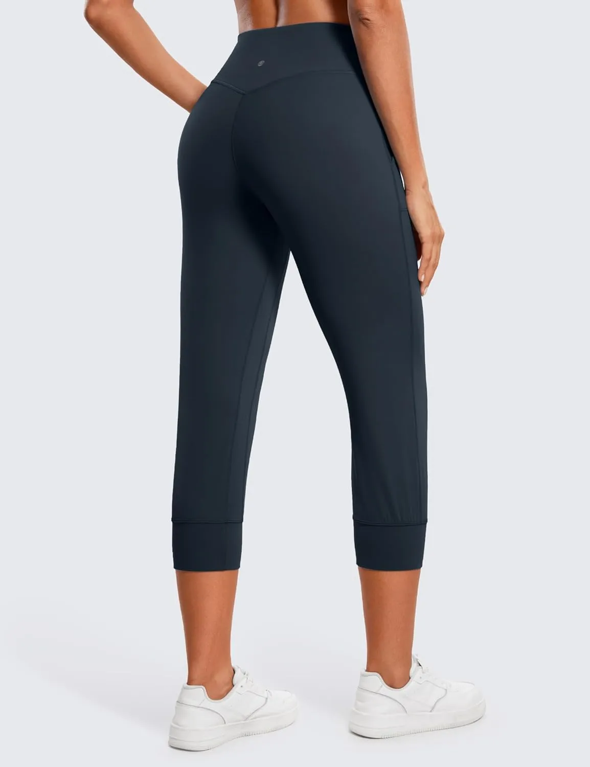 CRZ YOGA Womens Butterluxe High Waist Cropped Joggers 23" - Lounge Workout Leggings Yoga Capris Pants Pockets Buttery Soft