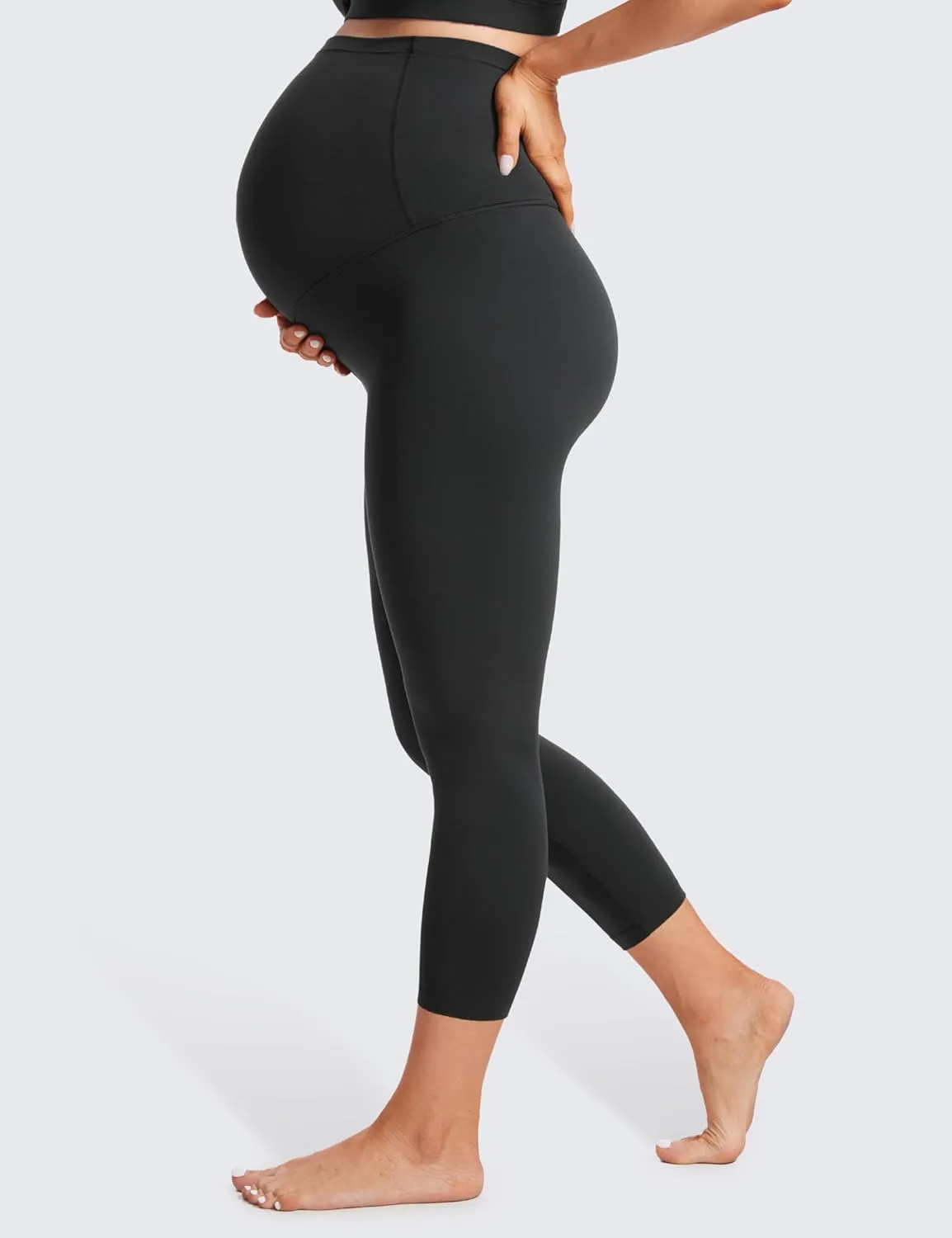 CRZ YOGA Womens Butterluxe Maternity Capris Leggings 23" - Workout Active Yoga Crop Pants Over The Belly Pregnancy Soft