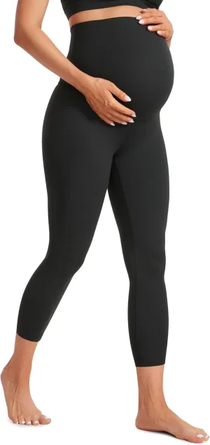 CRZ YOGA Womens Butterluxe Maternity Capris Leggings 23" - Workout Active Yoga Crop Pants Over The Belly Pregnancy Soft