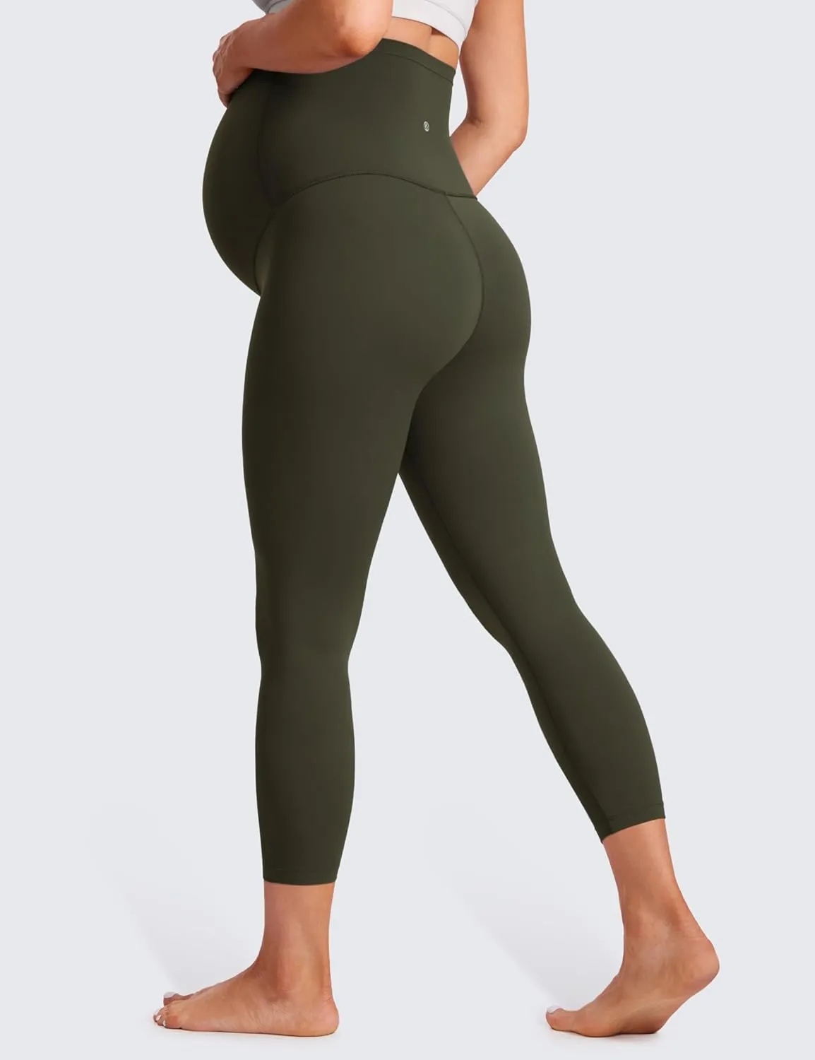 CRZ YOGA Womens Butterluxe Maternity Capris Leggings 23" - Workout Active Yoga Crop Pants Over The Belly Pregnancy Soft