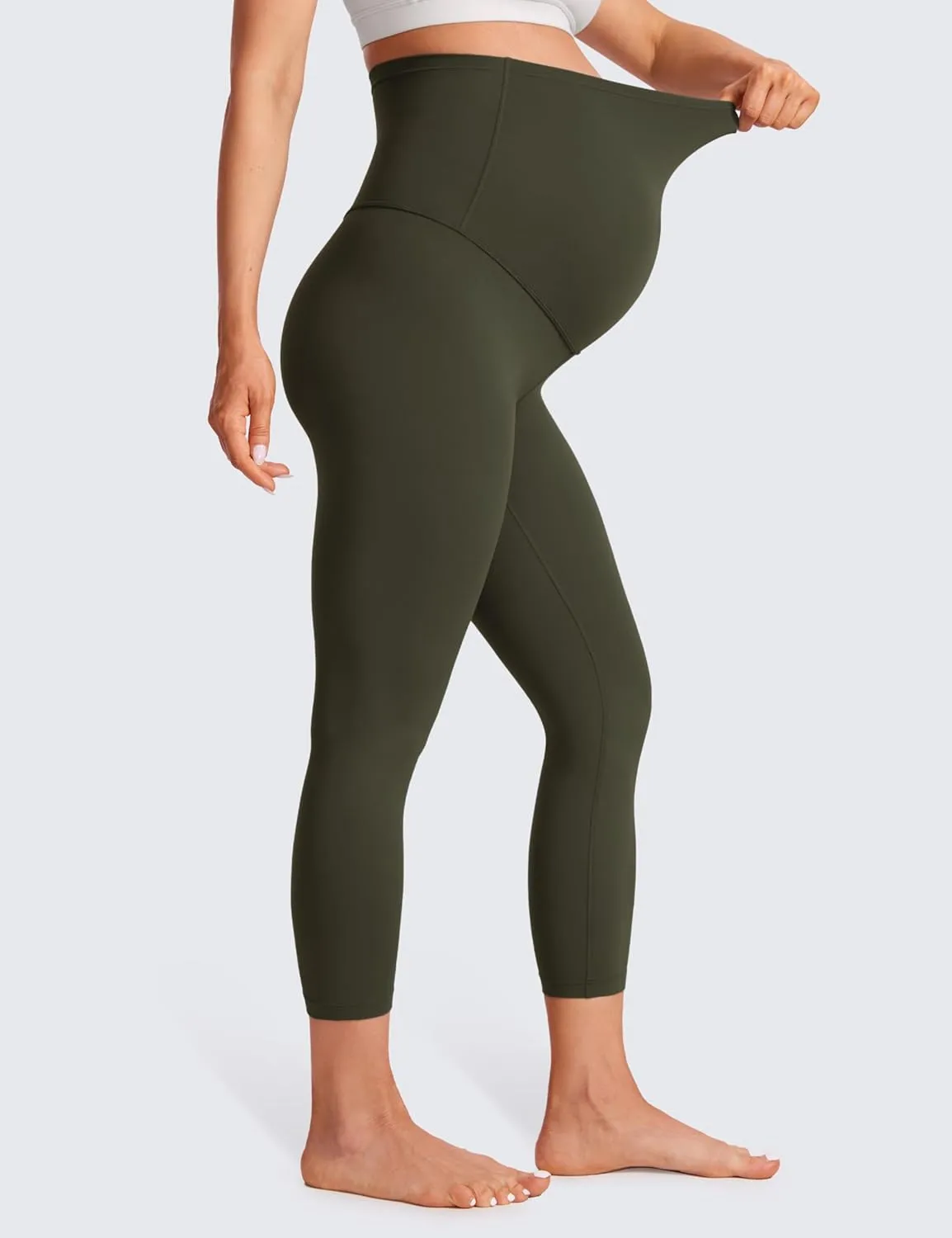 CRZ YOGA Womens Butterluxe Maternity Capris Leggings 23" - Workout Active Yoga Crop Pants Over The Belly Pregnancy Soft