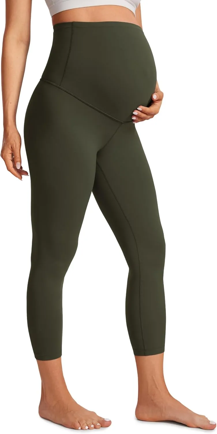 CRZ YOGA Womens Butterluxe Maternity Capris Leggings 23" - Workout Active Yoga Crop Pants Over The Belly Pregnancy Soft