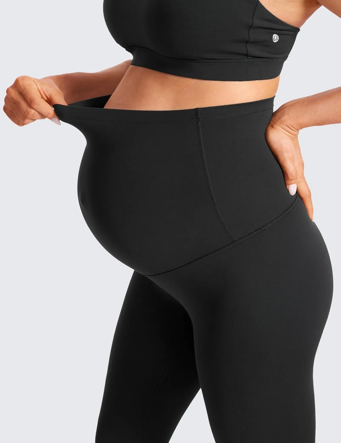 CRZ YOGA Womens Butterluxe Maternity Capris Leggings 23" - Workout Active Yoga Crop Pants Over The Belly Pregnancy Soft