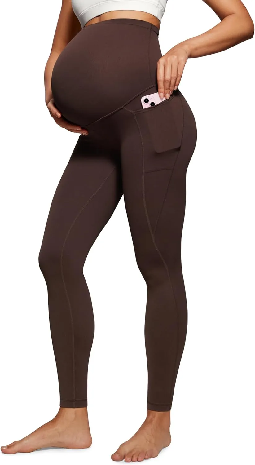 CRZ YOGA Womens Butterluxe Maternity Leggings with Pockets Over The Belly 28" - Soft Workout Active Yoga Pregnancy Pants
