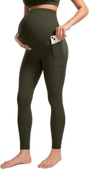 CRZ YOGA Womens Butterluxe Maternity Leggings with Pockets Over The Belly 28" - Soft Workout Active Yoga Pregnancy Pants