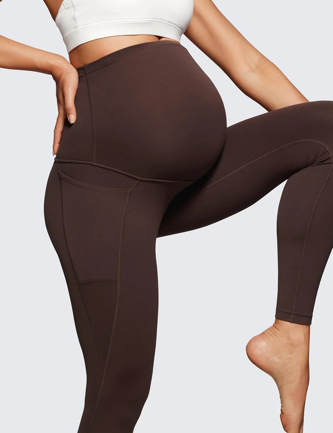 CRZ YOGA Womens Butterluxe Maternity Leggings with Pockets Over The Belly 28" - Soft Workout Active Yoga Pregnancy Pants