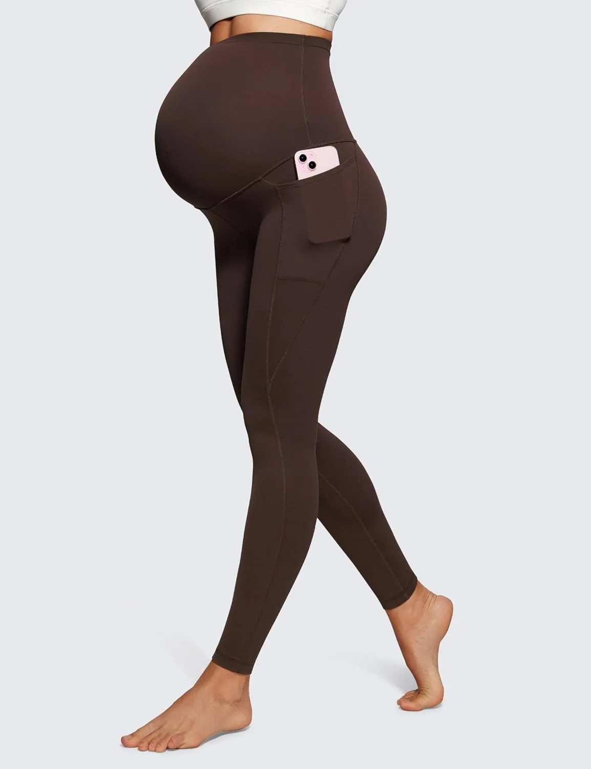 CRZ YOGA Womens Butterluxe Maternity Leggings with Pockets Over The Belly 28" - Soft Workout Active Yoga Pregnancy Pants