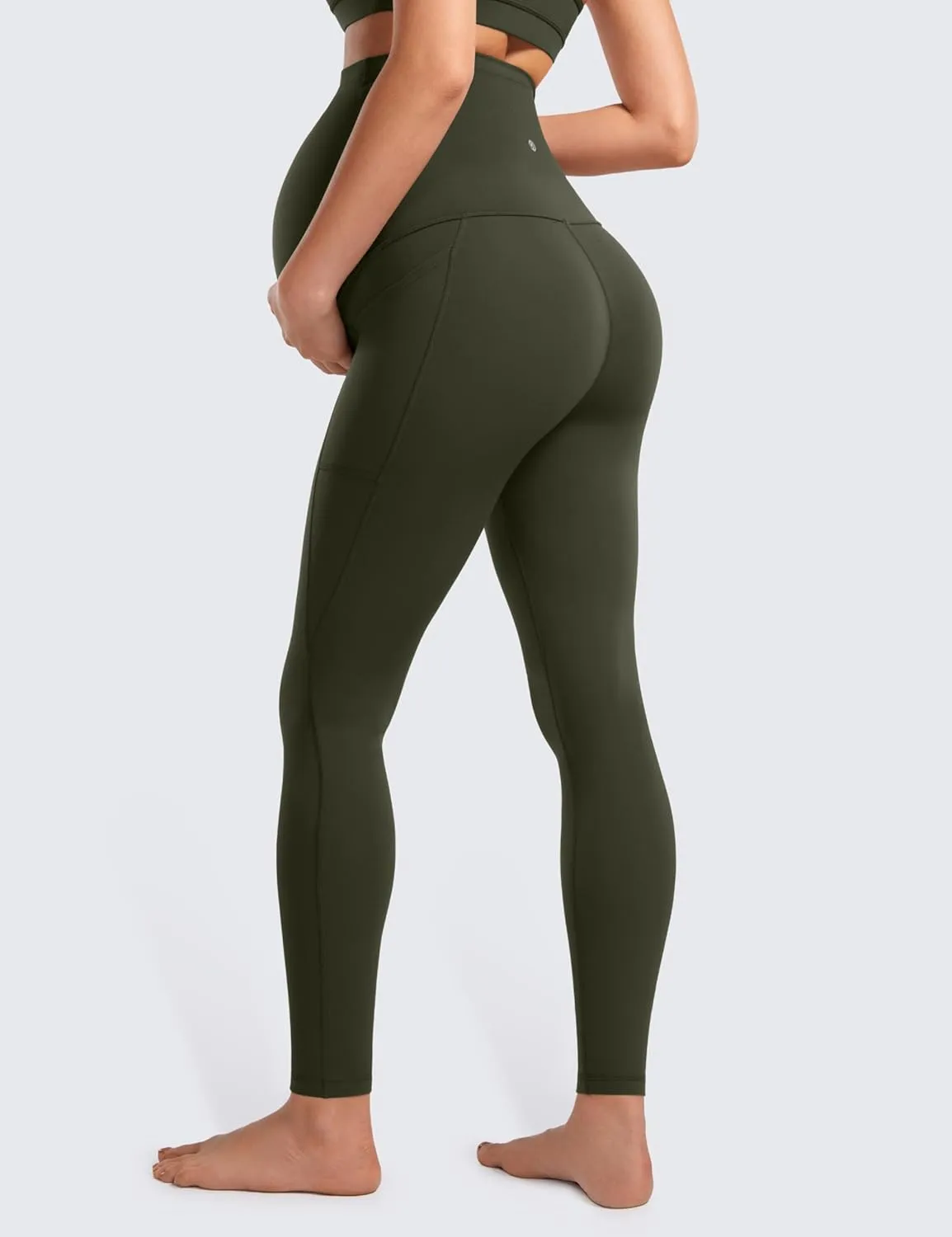 CRZ YOGA Womens Butterluxe Maternity Leggings with Pockets Over The Belly 28" - Soft Workout Active Yoga Pregnancy Pants