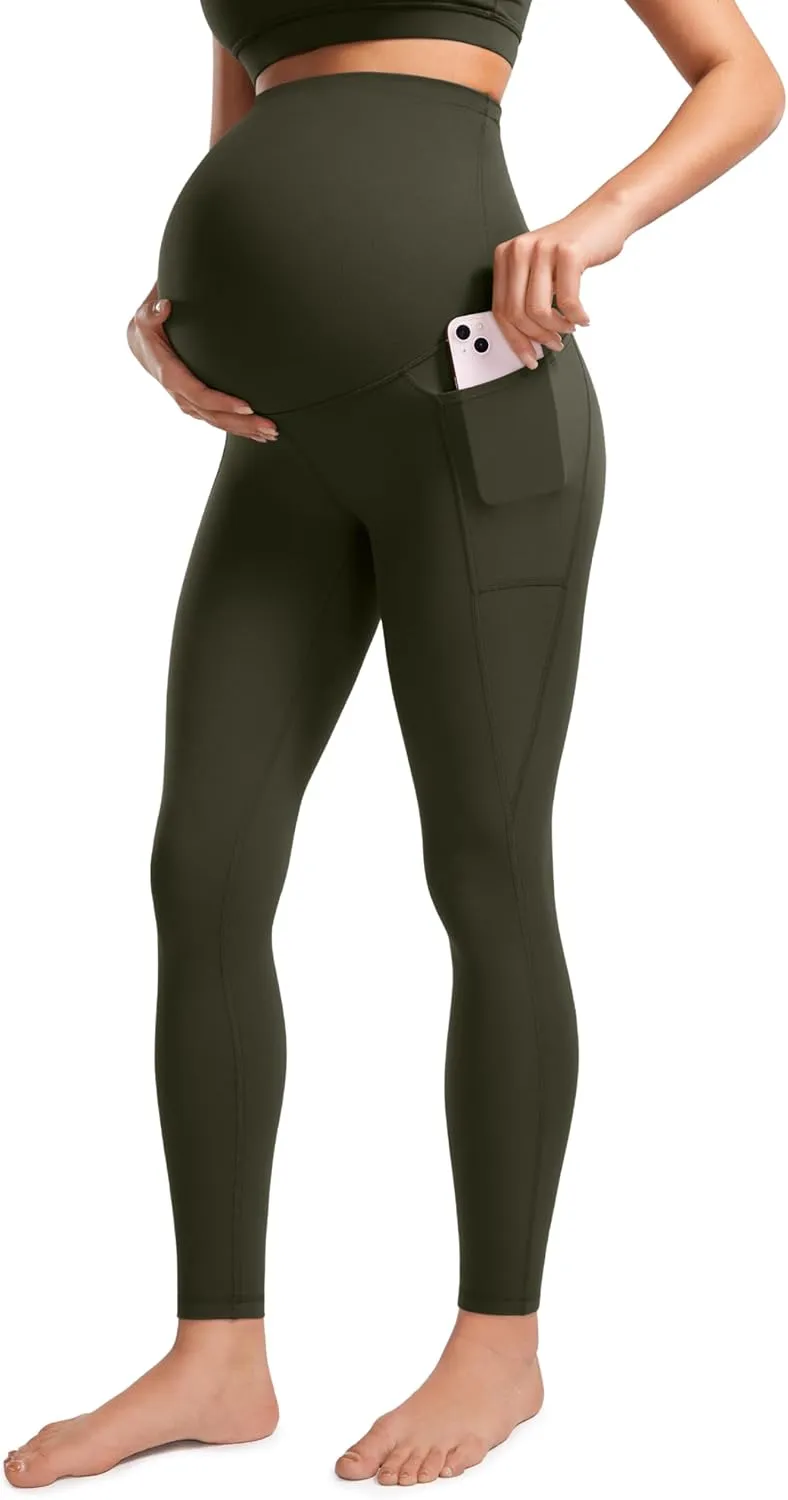 CRZ YOGA Womens Butterluxe Maternity Leggings with Pockets Over The Belly 28" - Soft Workout Active Yoga Pregnancy Pants