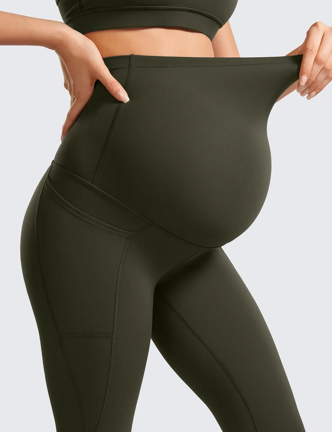 CRZ YOGA Womens Butterluxe Maternity Leggings with Pockets Over The Belly 28" - Soft Workout Active Yoga Pregnancy Pants