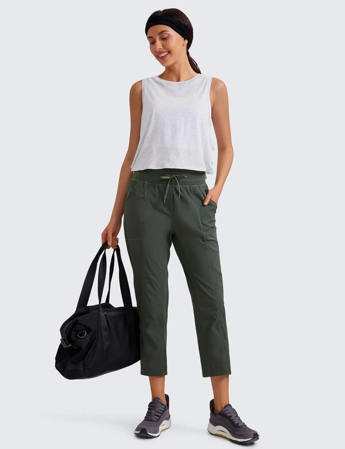 CRZ YOGA Womens Casual 7/8 Pants 25"- Lightweight Workout Outdoor Athletic Track Travel Lounge Joggers Pockets