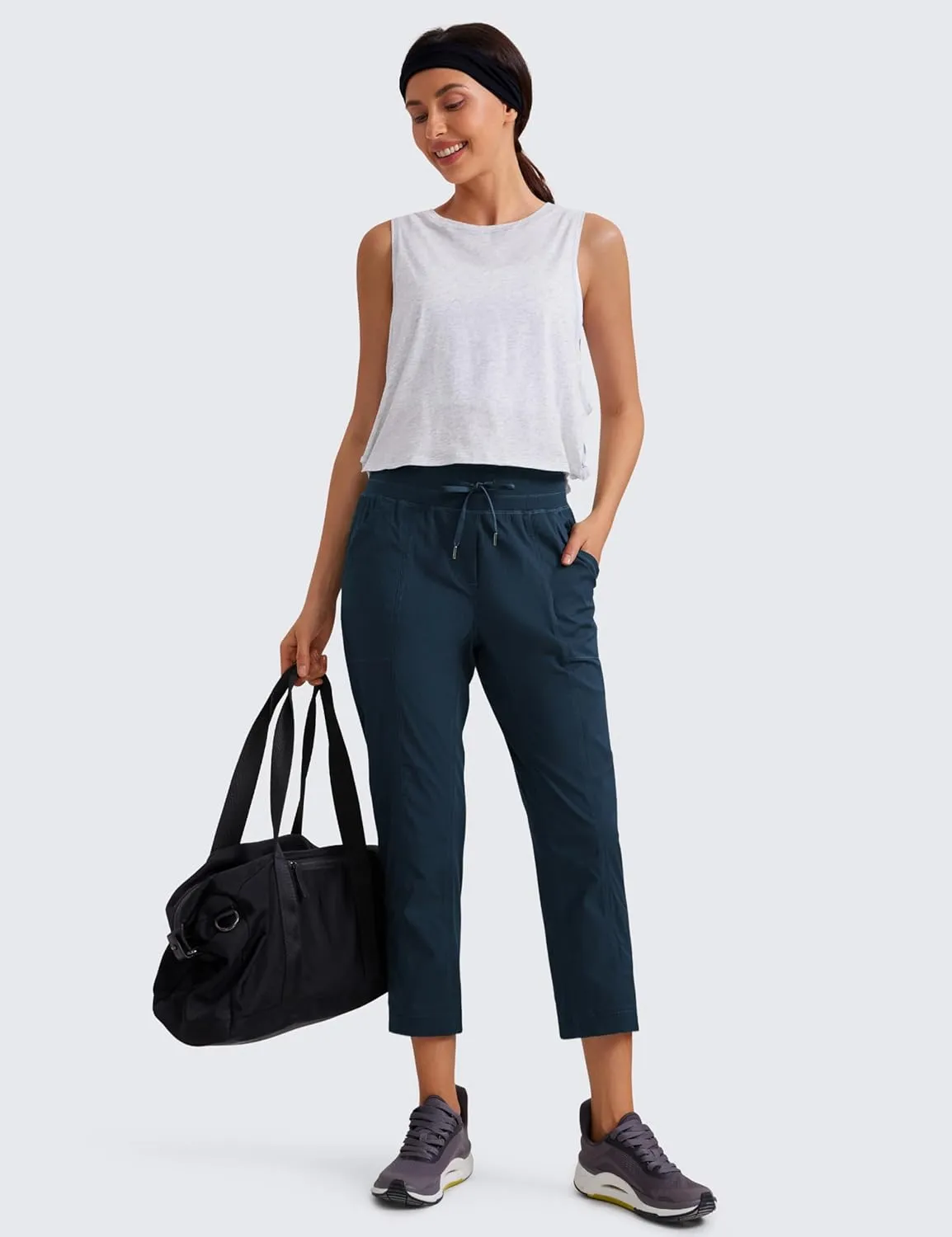 CRZ YOGA Womens Casual 7/8 Pants 25"- Lightweight Workout Outdoor Athletic Track Travel Lounge Joggers Pockets