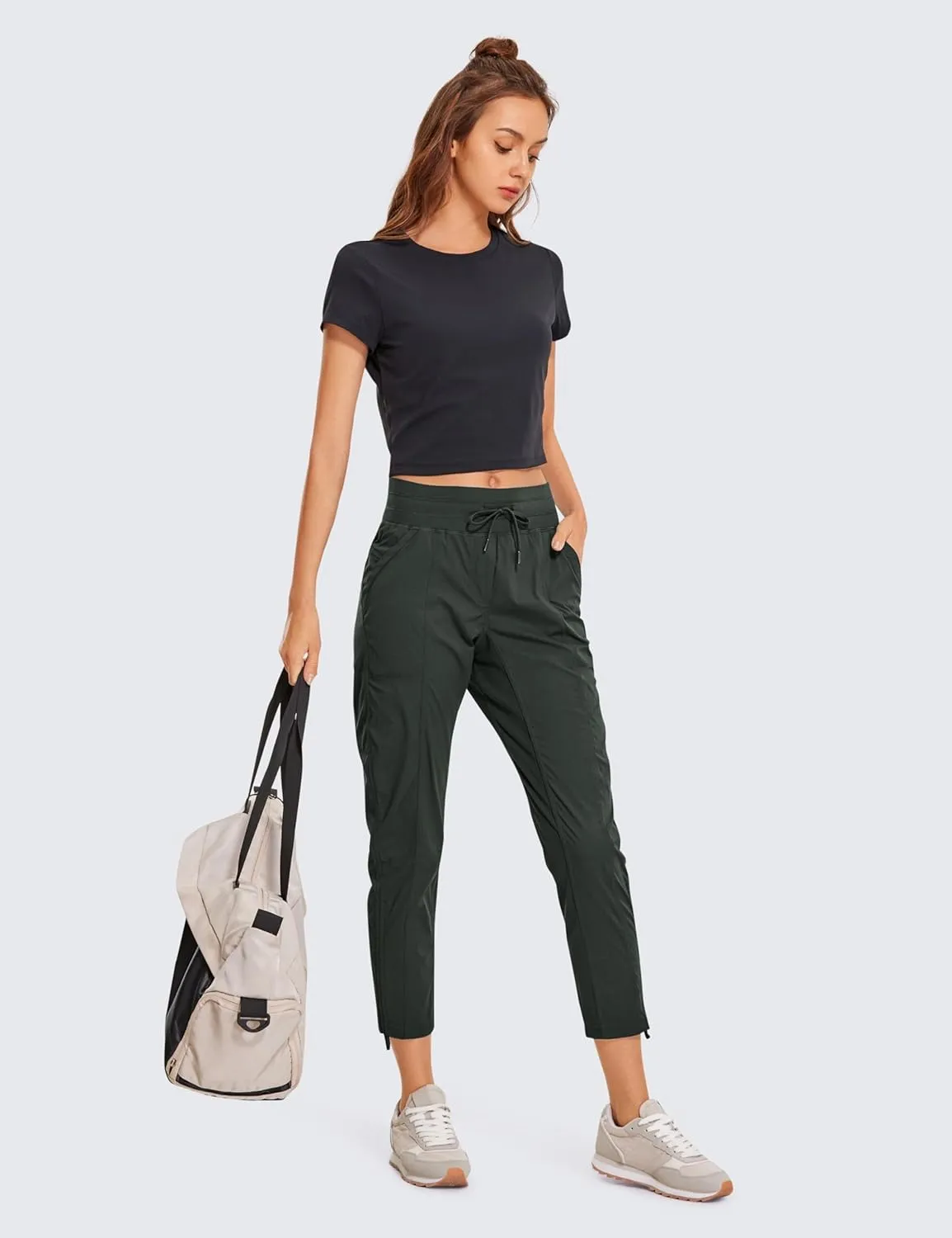 CRZ YOGA Womens Casual 7/8 Pants 25"- Lightweight Workout Outdoor Athletic Track Travel Lounge Joggers Pockets