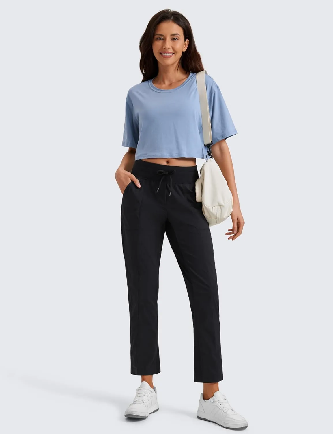 CRZ YOGA Womens Casual 7/8 Pants 27" - Lightweight Workout Outdoor Athletic Track Travel Lounge Joggers Pockets