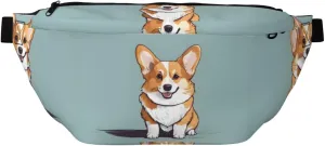 Cute Corgi Stylish Crossbody Waist Pack - Versatile And Compact Travel Pouch For Hands-Free Storage, Black, PBYB-12185A