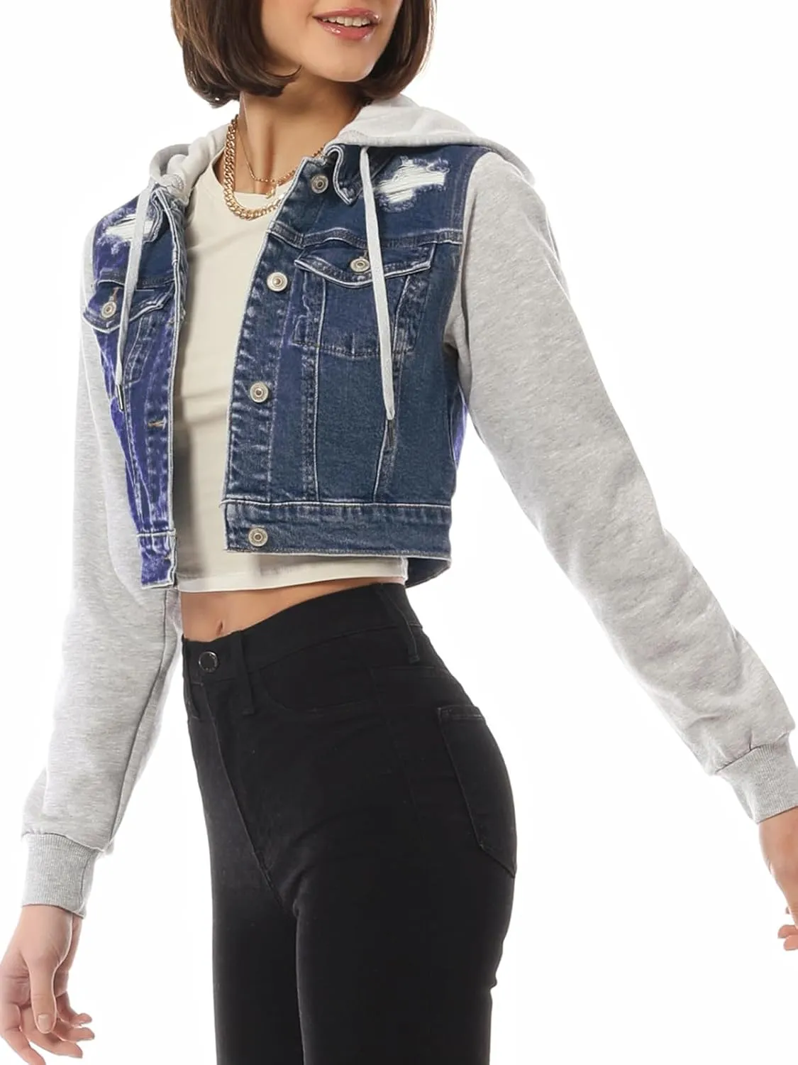 Design by Olivia Women's Classic Casual Hooded Denim Jacket