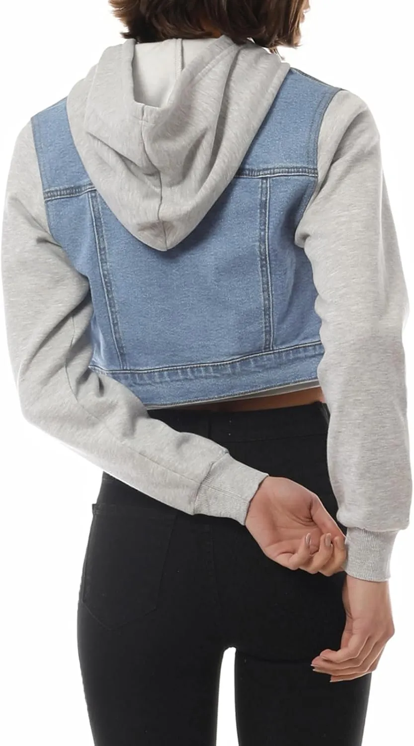 Design by Olivia Women's Classic Casual Hooded Denim Jacket