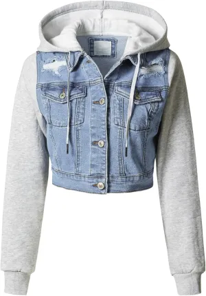 Design by Olivia Women's Classic Casual Hooded Denim Jacket