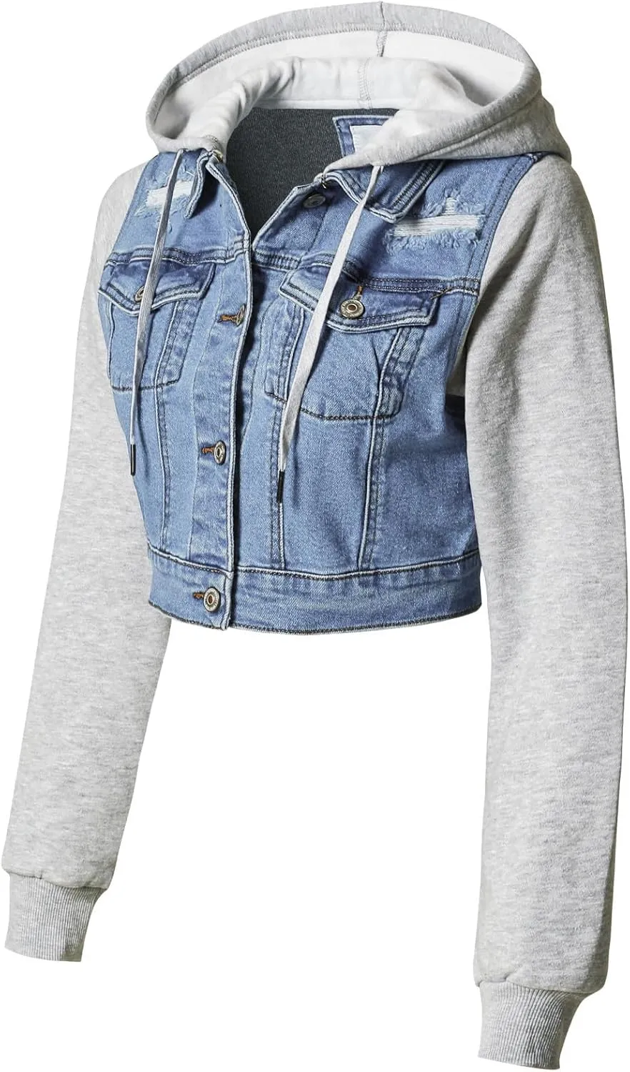 Design by Olivia Women's Classic Casual Hooded Denim Jacket