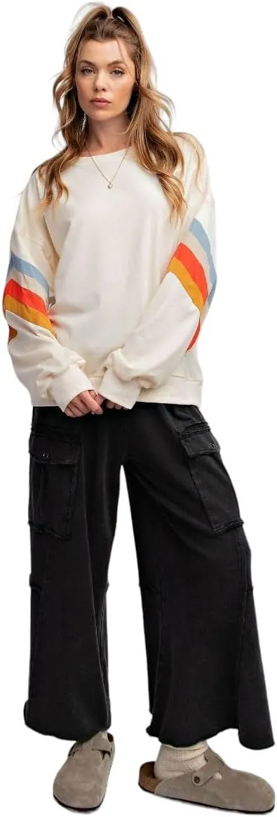Easel Game On Washed Wide Leg Cargo Pants