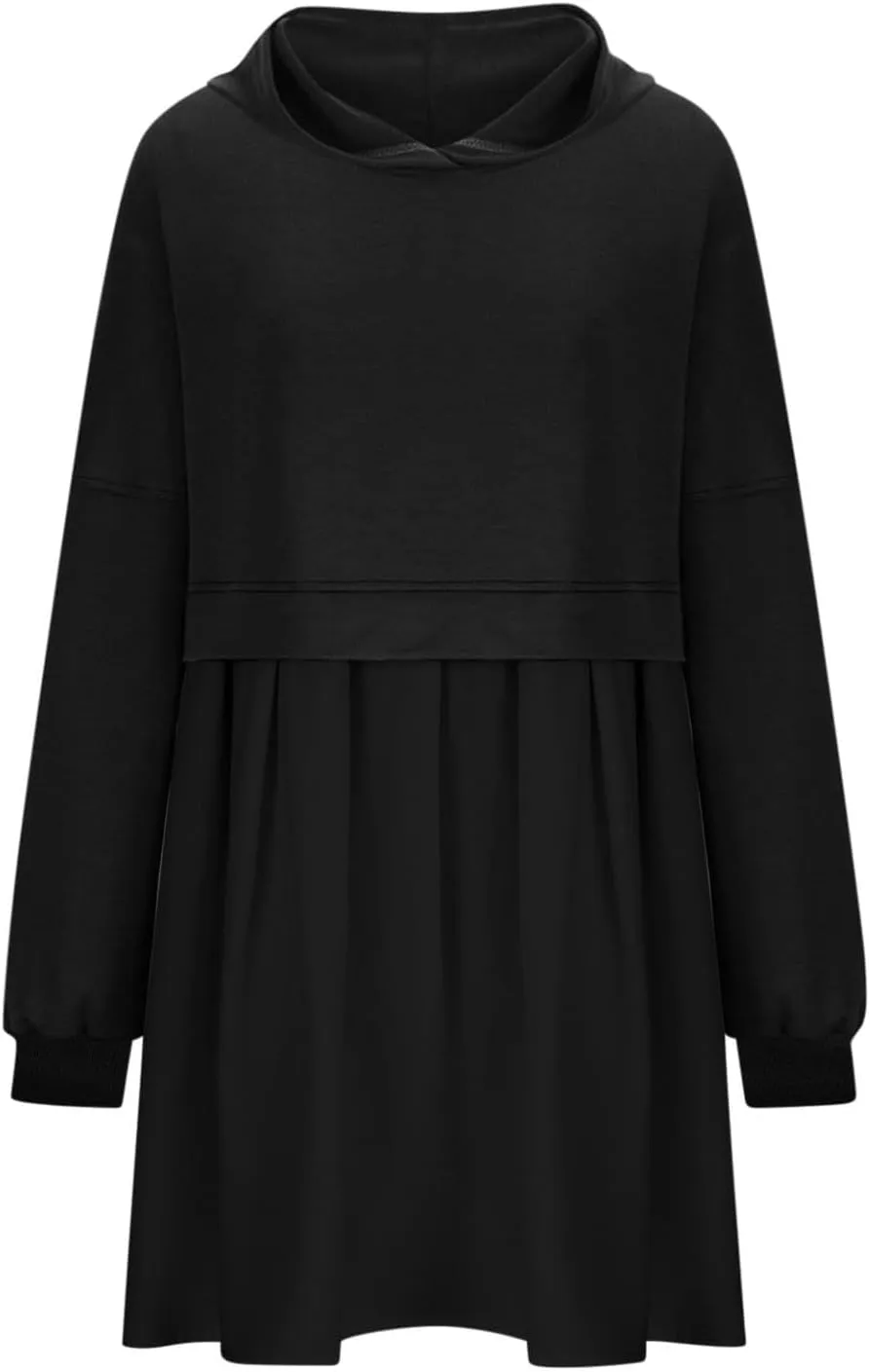 Elegant Women's Long Sleeve Pleated Skirt Dress Versatile A Line Midi Dress for Elegant Events and Casual Wear