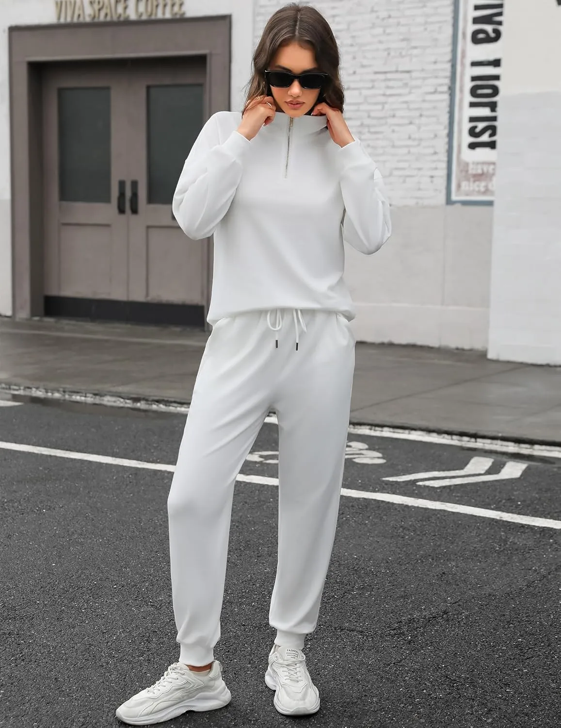 ELESOL Sweatsuits for Women Tracksuit Quarter 1/4 Zip Track Suits Set 2 Piece Outfits Casual Jogger Set