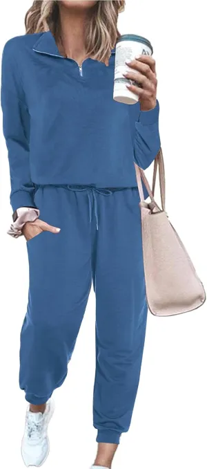 ELESOL Sweatsuits for Women Tracksuit Quarter 1/4 Zip Track Suits Set 2 Piece Outfits Casual Jogger Set