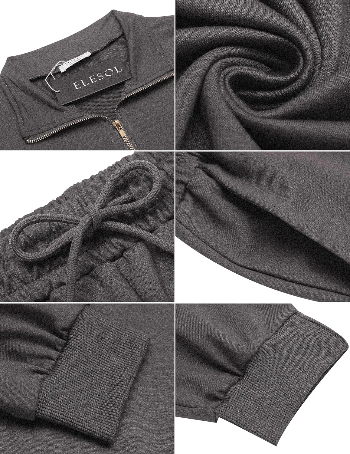 ELESOL Sweatsuits for Women Tracksuit Quarter 1/4 Zip Track Suits Set 2 Piece Outfits Casual Jogger Set