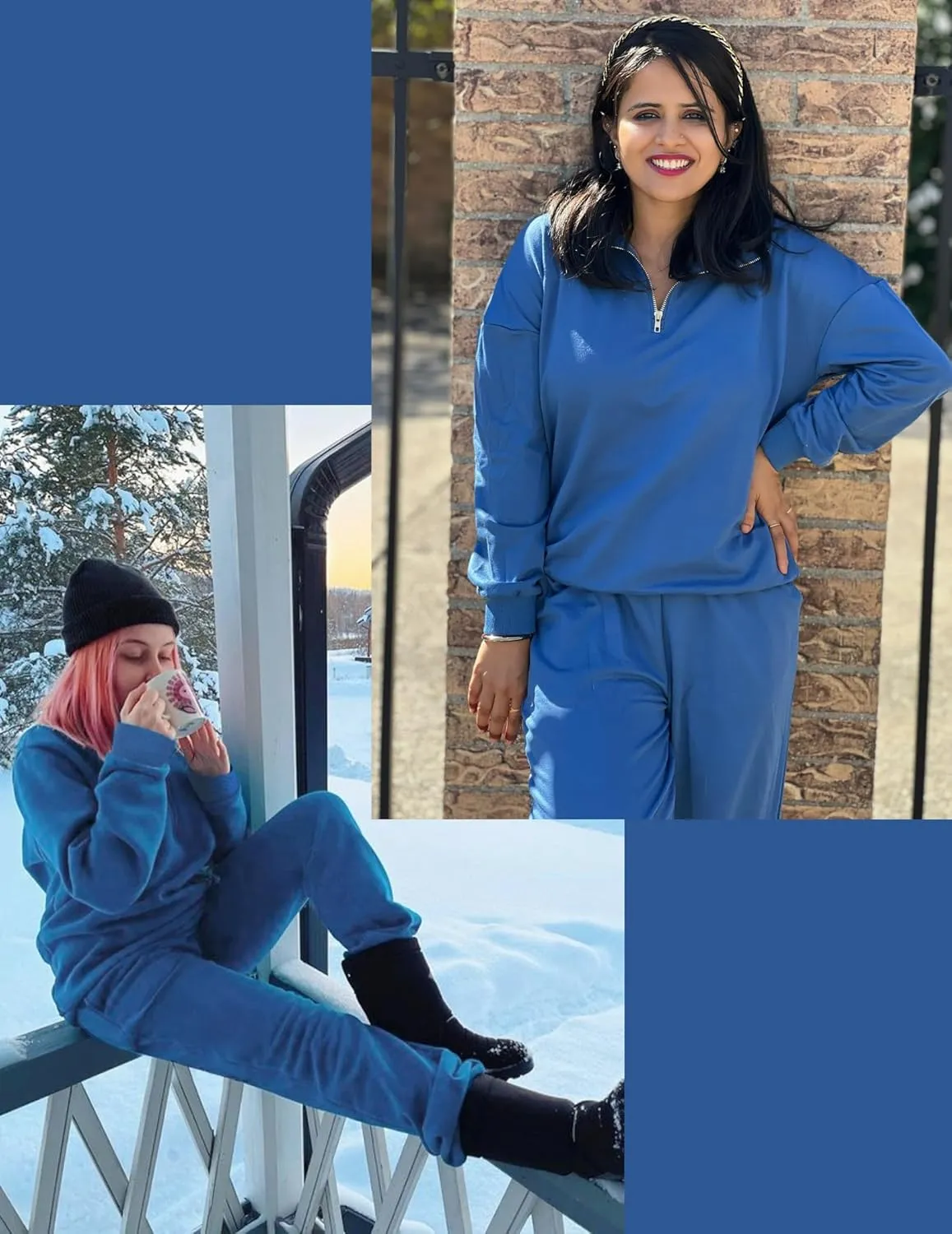 ELESOL Sweatsuits for Women Tracksuit Quarter 1/4 Zip Track Suits Set 2 Piece Outfits Casual Jogger Set