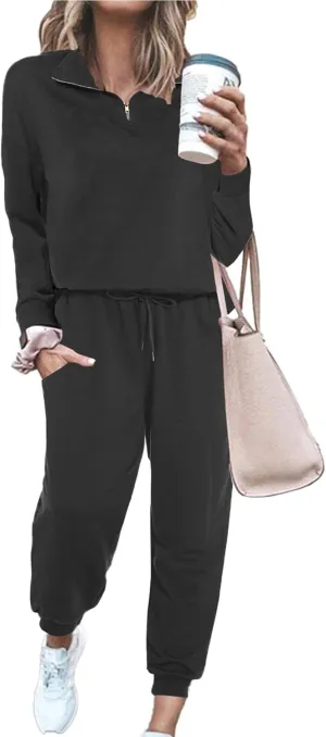 ELESOL Sweatsuits for Women Tracksuit Quarter 1/4 Zip Track Suits Set 2 Piece Outfits Casual Jogger Set