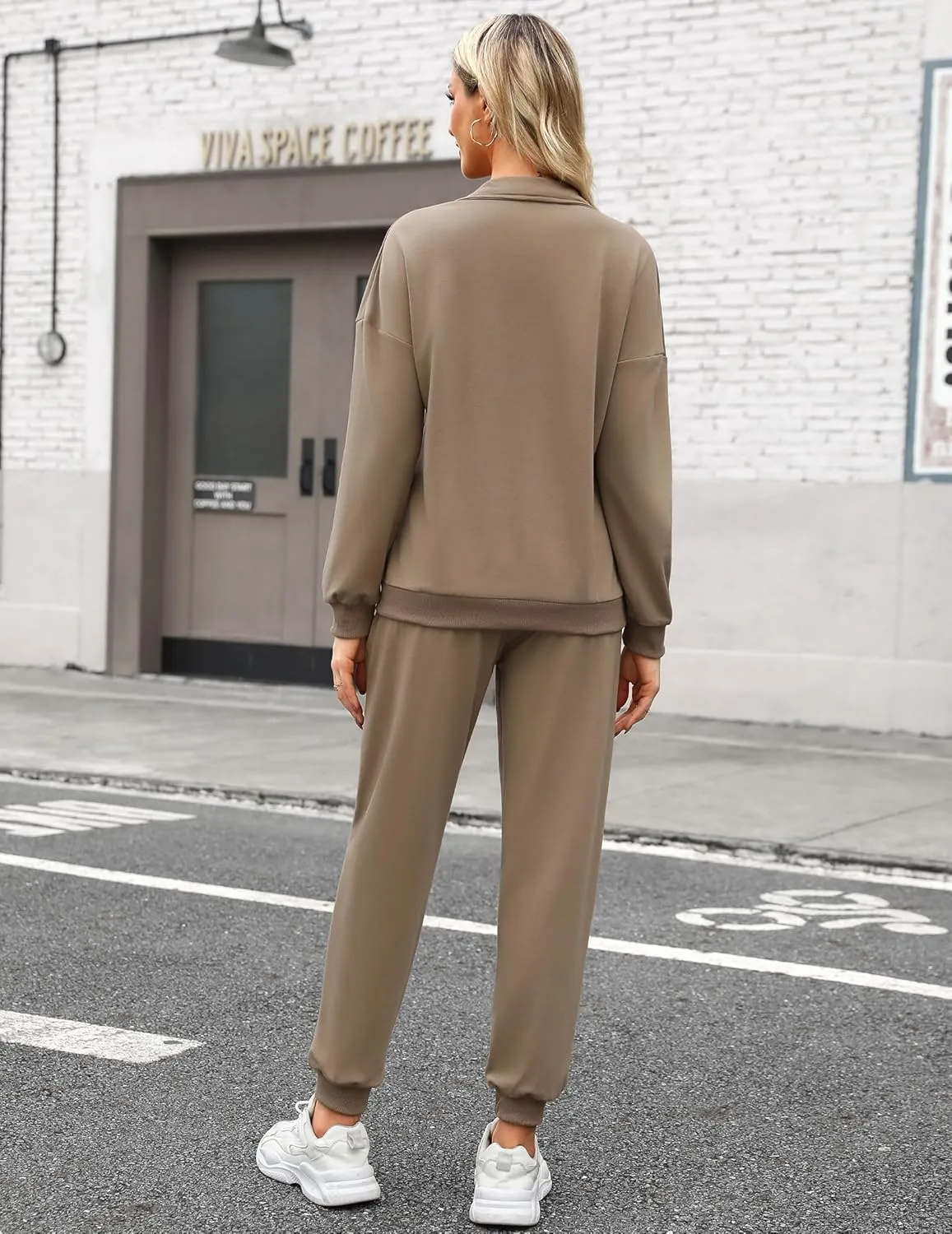 ELESOL Sweatsuits for Women Tracksuit Quarter 1/4 Zip Track Suits Set 2 Piece Outfits Casual Jogger Set