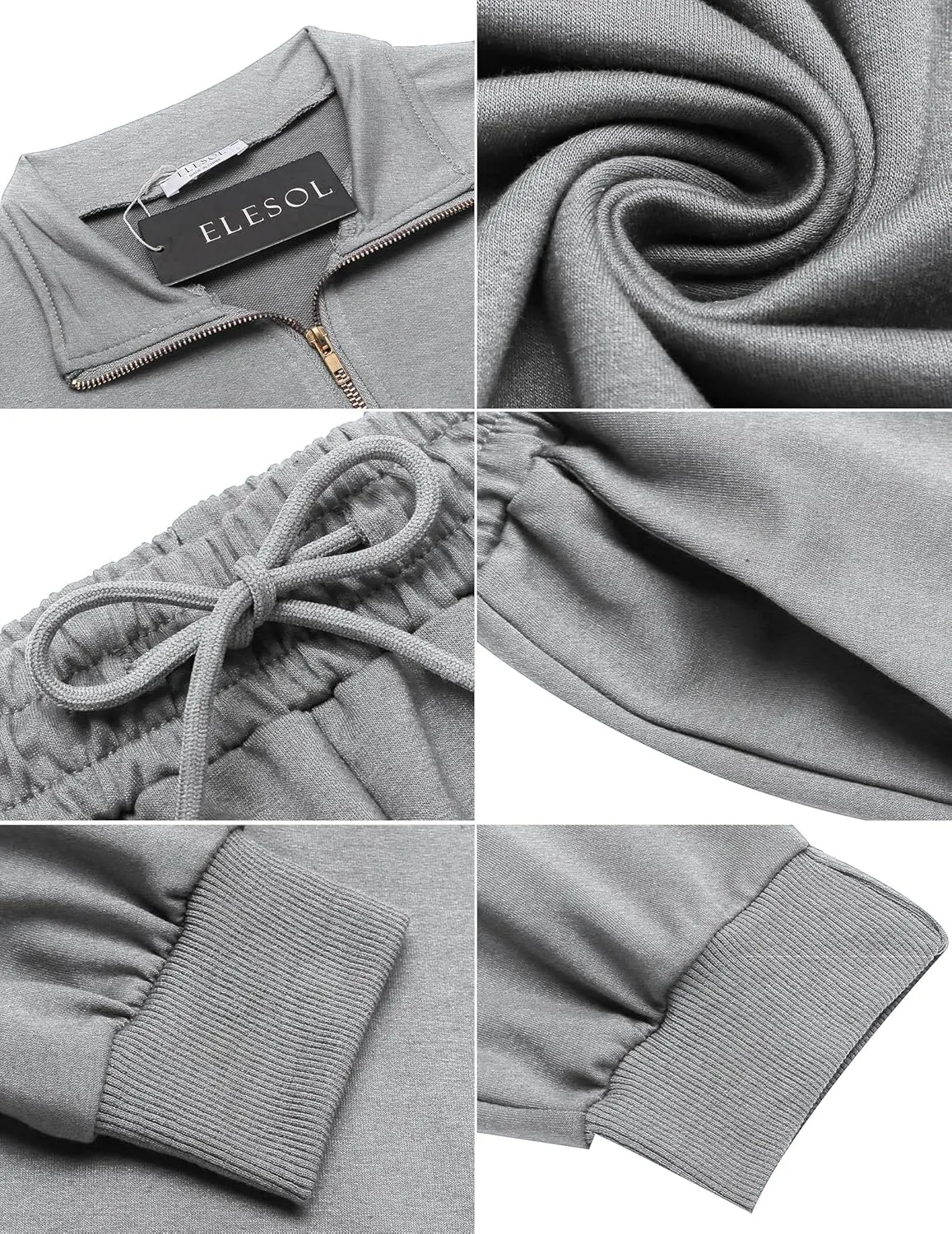 ELESOL Sweatsuits for Women Tracksuit Quarter 1/4 Zip Track Suits Set 2 Piece Outfits Casual Jogger Set