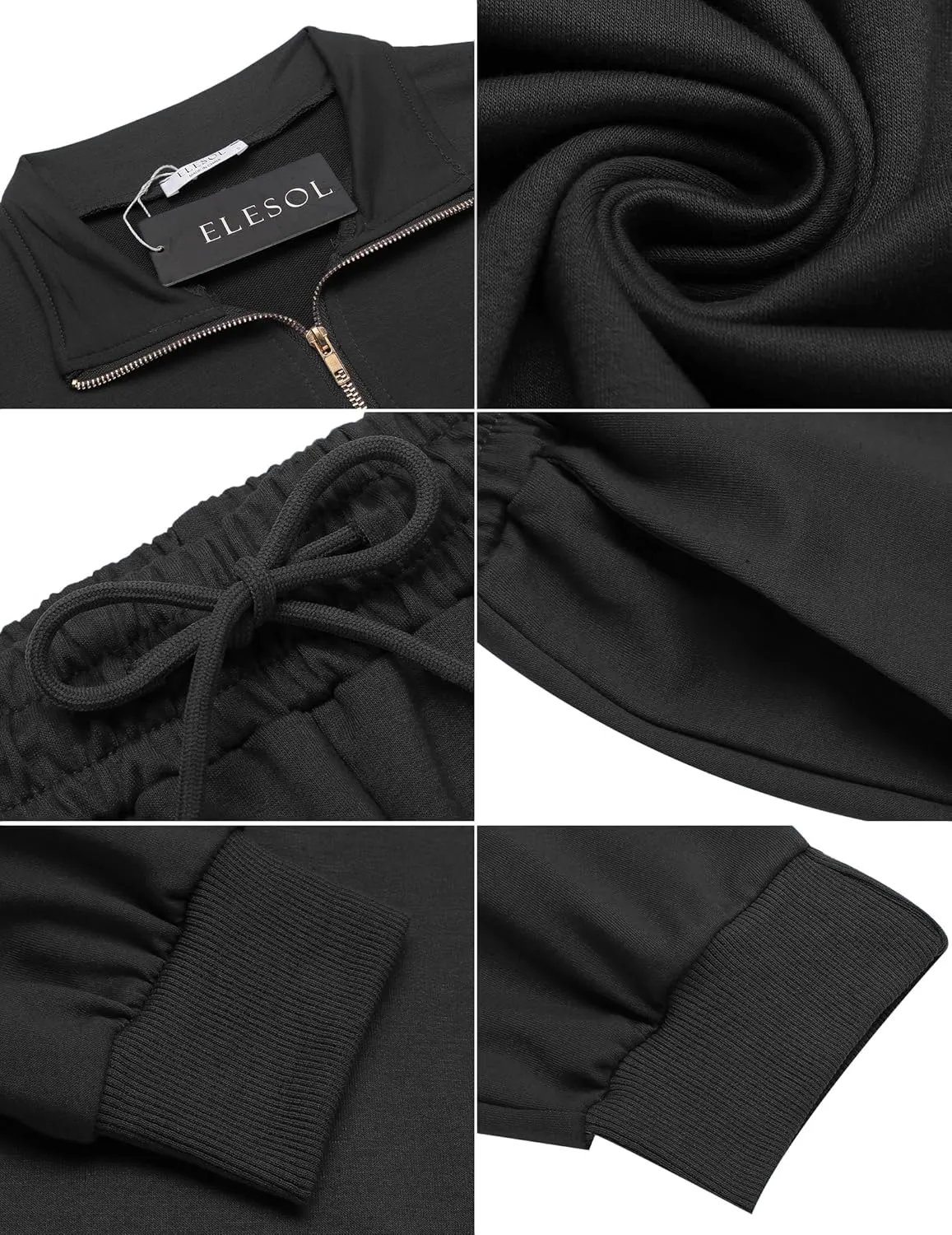 ELESOL Sweatsuits for Women Tracksuit Quarter 1/4 Zip Track Suits Set 2 Piece Outfits Casual Jogger Set