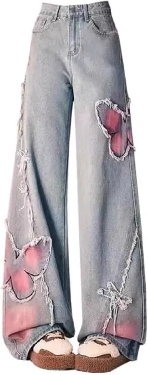 Emo Pants Emo Clothes Y2k Butterfly Pants Gothic Baggy Pants Goth Cargo Jeans Tye Die Goth Gothic Clothes