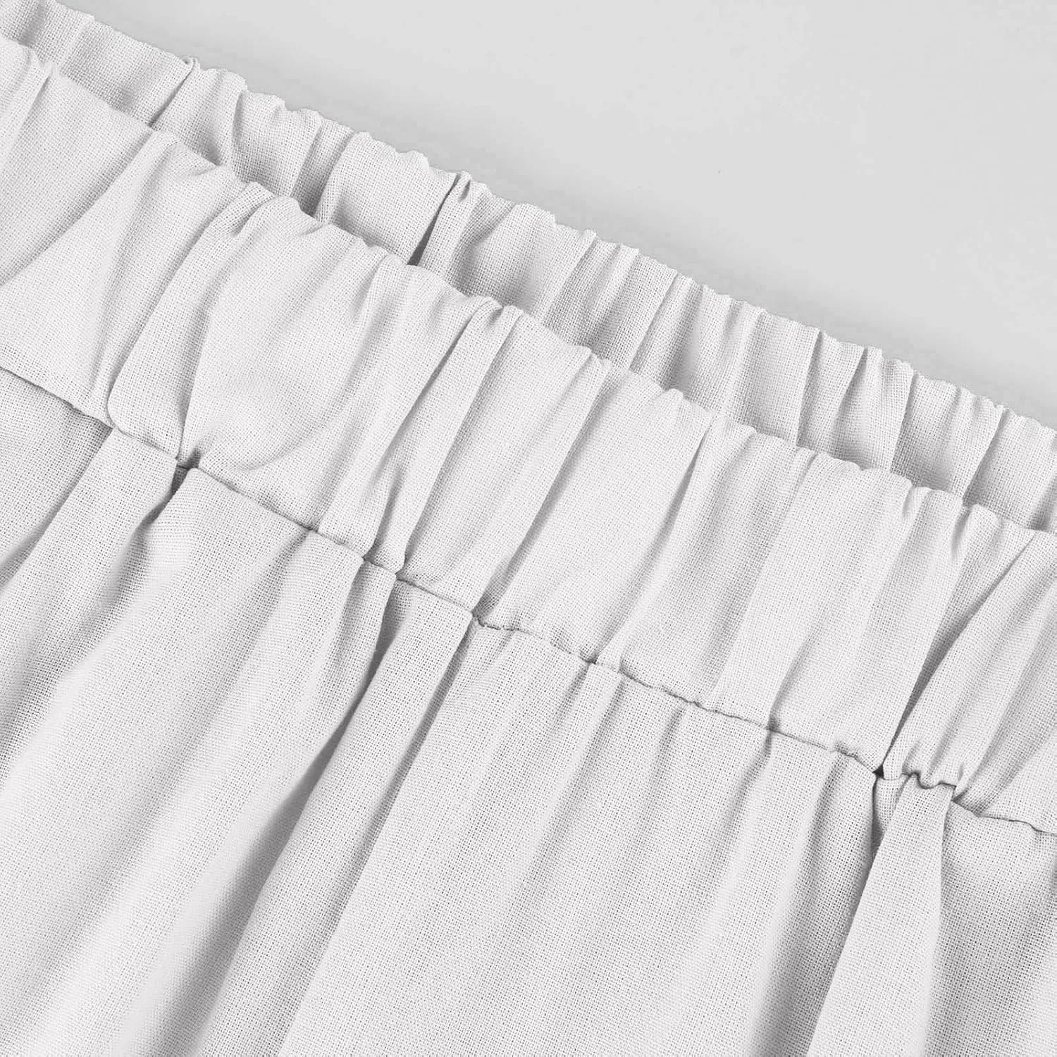 eoeioa High Waisted Linen Pants Women Summer Baggy Stretchy Palazzo Pants Lightweight Casual Pants Boho Beach Pants w/Pockets