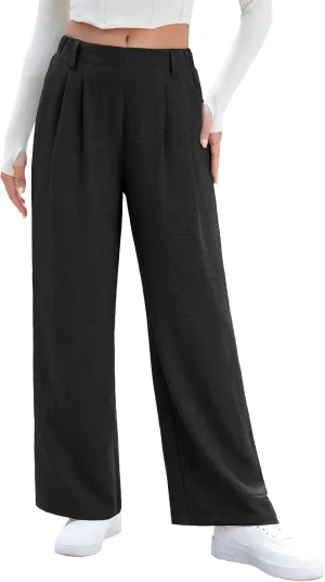 EVALESS Women's Wide Leg Pants High Waisted Business Work Casual Trousers 2025 Summer Comfy Palazzo Pants with Pockets