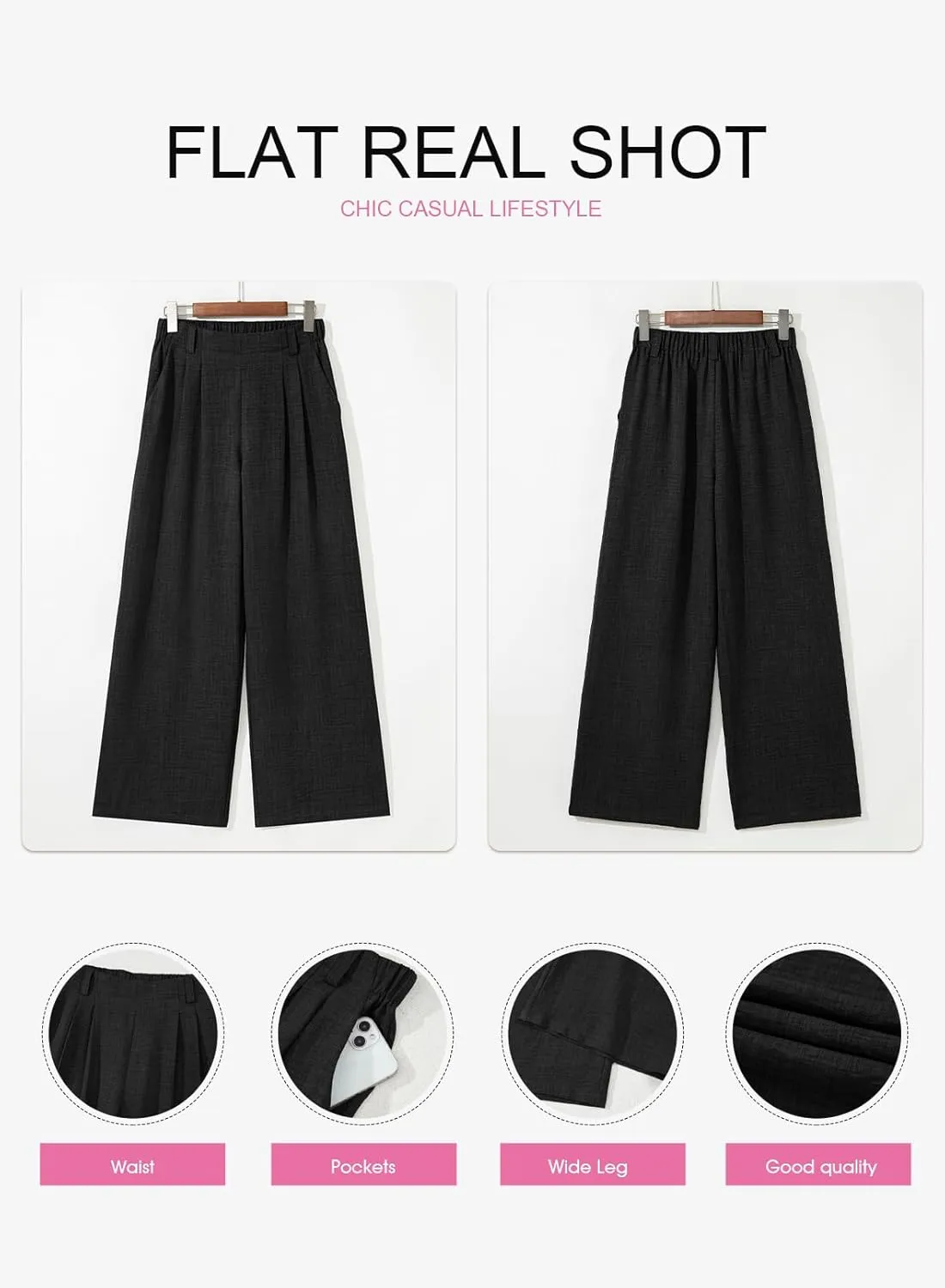EVALESS Women's Wide Leg Pants High Waisted Business Work Casual Trousers 2025 Summer Comfy Palazzo Pants with Pockets
